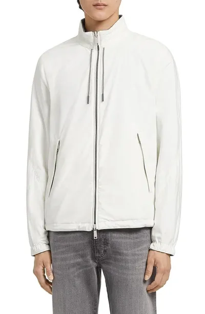 Zegna Reversible Zip-up Sports Jacket In White Grey