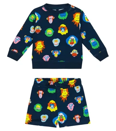 Stella Mccartney Baby Cotton Sweatshirt And Shorts Set In Blue