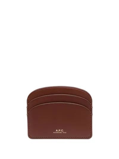 Apc Demi Lune Card Holder In Brown