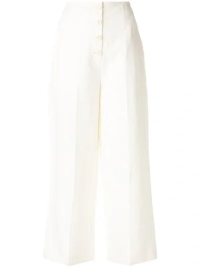 Joseph High Waisted Cropped Trousers In White