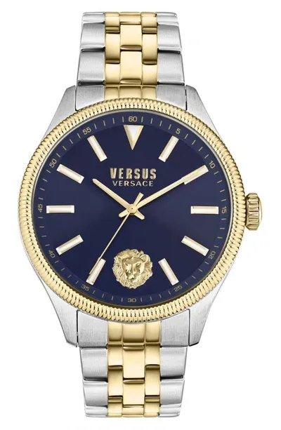 Versus Men's Colonne Two-tone Stainless Steel Bracelet Watch 45mm In Gold