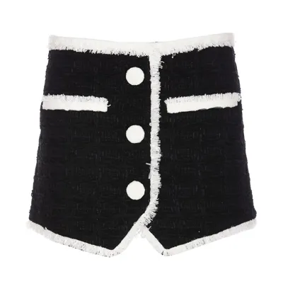 Balmain Tweed Mini Skirt In Black