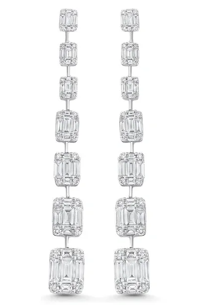 Sara Weinstock Illusion Diamond Drop Earrings In White Gold