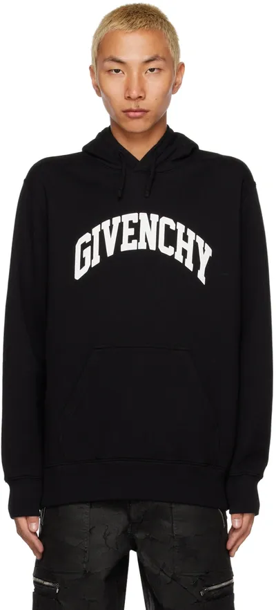 Givenchy Logo Printed Drawstring Hoodie In Black