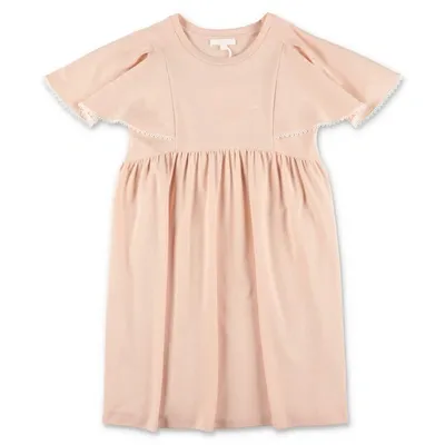 Chloé Kids' Chloe Abito Rosa In Jersey Di Cotone