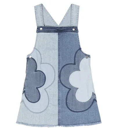 Stella Mccartney Kids' Floral Patchwork Denim Dress In Blue