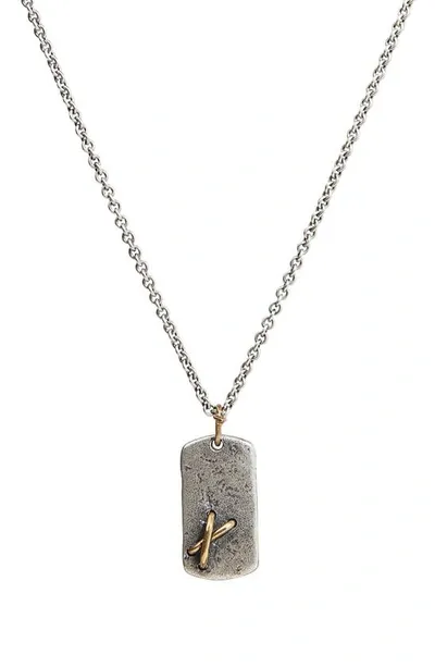 John Varvatos Sterling Silver Dog Tag Pendant Necklace In Mixed Metal