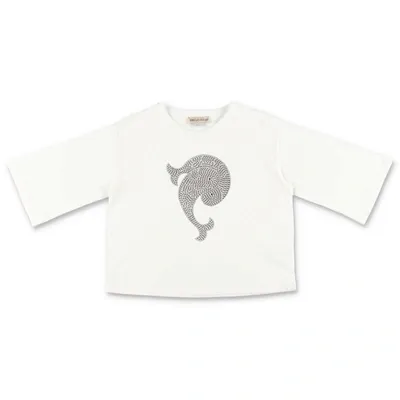 Emilio Pucci Kids'  T-shirt Bianca In Jersey Di Cotone In Bianco