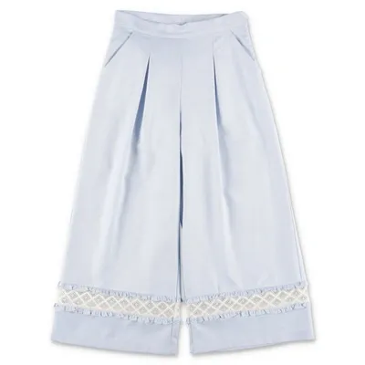 Simonetta Kids'  X Luisa Beccaria Pantaloni Coulotte Celesti In Cotone In Celeste