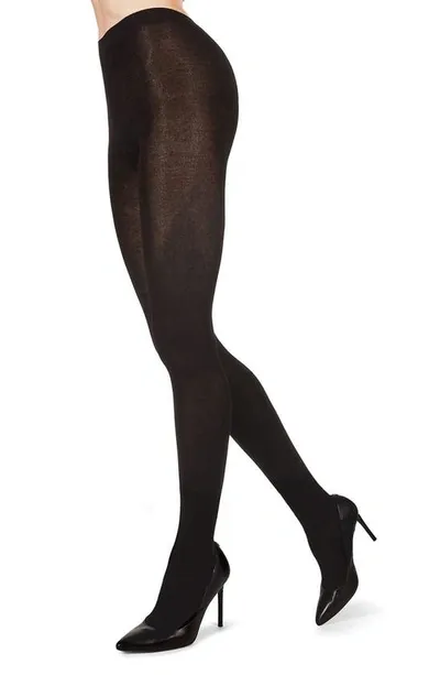 Memoi Flat Knit Tights In Black