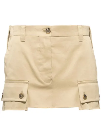 Miu Miu Chino Raw-cut Hem Mini Skirt In Neutral