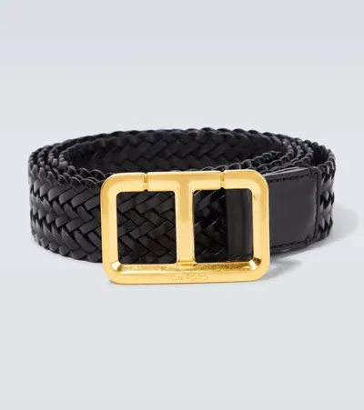 Tom Ford Scored T Belt Belt In Black