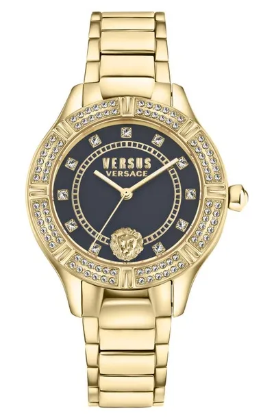 Versus Versace Canton Road Crystal Bracelet Watch, 36mm In Yellow Gold