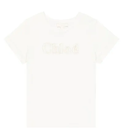 Chloé Kids' Logo Cotton T-shirt In White