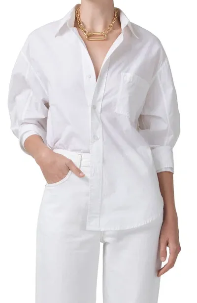 Citizens Of Humanity Kayla Oversize Poplin Button-up Shirt In Optic White