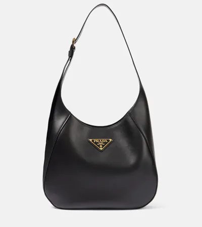 Prada Leather Shoulder Bag In Black