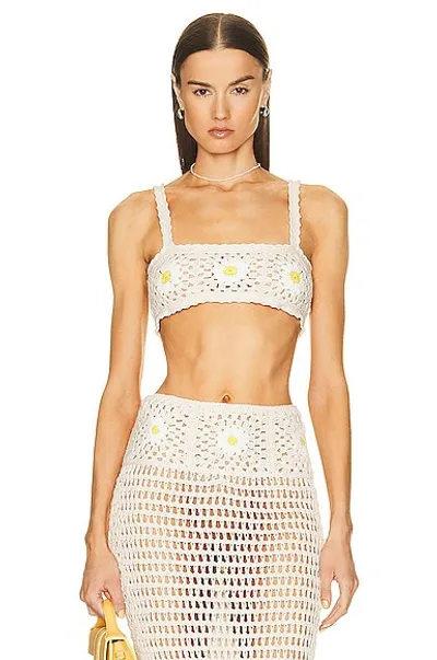 Alanui Daisy Crochet Crop Top In Neutrals