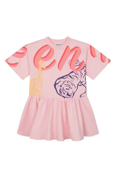 Kenzo Graphic-print Cotton Dress In Pink