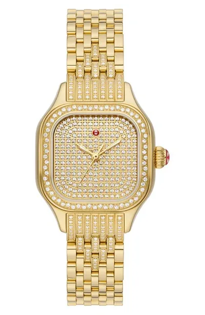 Michele Meggie Diamond Pavé Bracelet Watch, 29mm In Gold