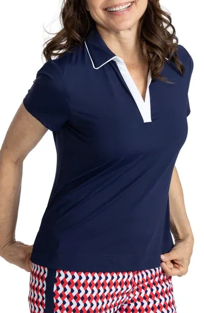 Kinona Classic & Fantastic Tipped Performance Golf Top In Navy