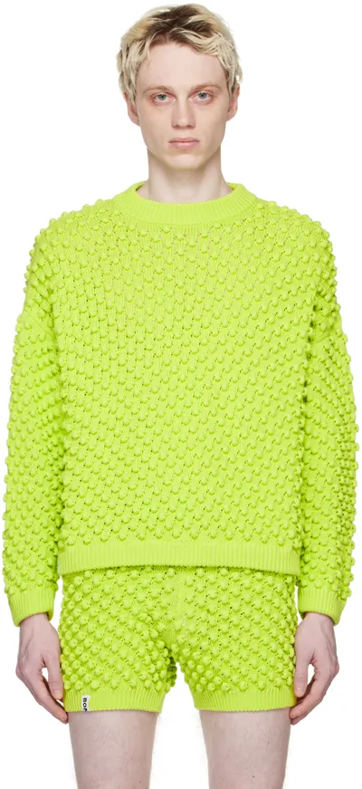 Bonsai Chunky-knit Crew-neck Jumper In Acid Green