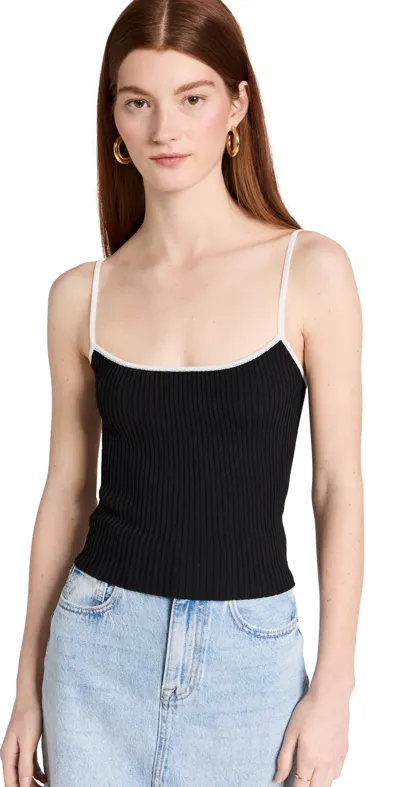 Staud Cotton Soleil Camisole Top In Black White