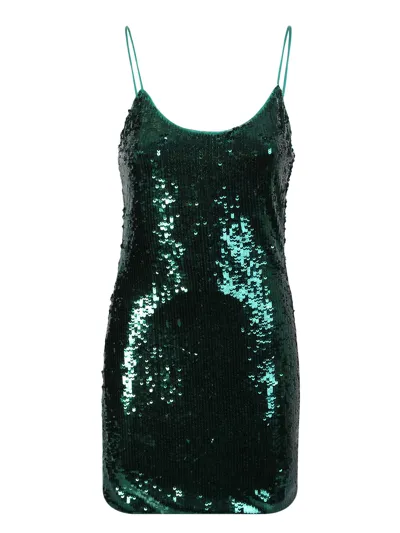 Alice And Olivia Emerald Green Nella Dress In Black