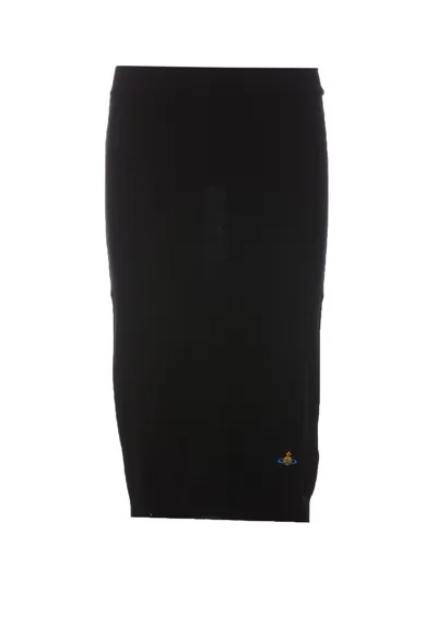 Vivienne Westwood Navy Bea Midi Skirt In Black