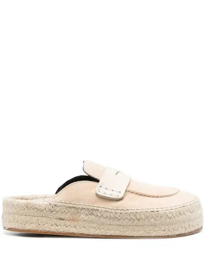 Jw Anderson Suede Platform Penny Espadrilles In Beige