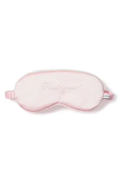 Petite Plume Bridesmaid Embroidered Silk Sleep Mask In Pink