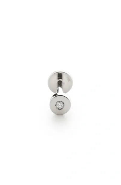 Monica Vinader Linear Diamond Single Labret Stud Earring In White Gold