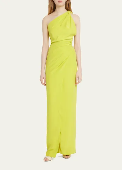 Azeeza Emma One-shoulder Silk Maxi Dress In Sun