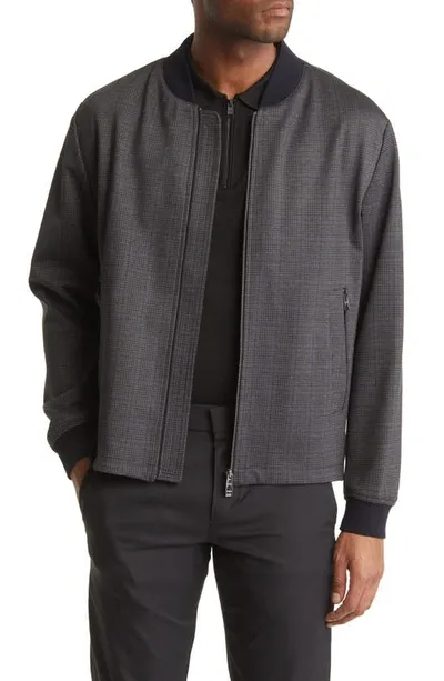 Hugo Boss Cotton Blend Bomber Jacket In Grey