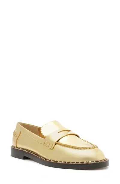 Schutz Christie Metallic Leather Flat In Gold