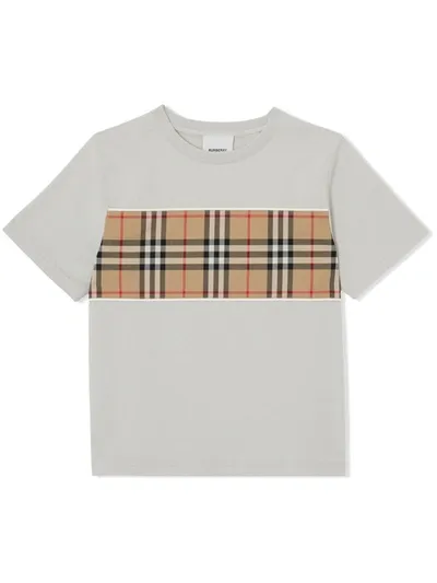 Burberry Boys Grey & Beige Check T-shirt