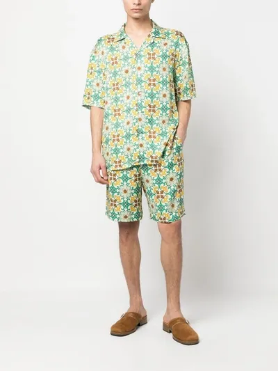 Drôle De Monsieur Printed Short-sleeved Shirt In Green