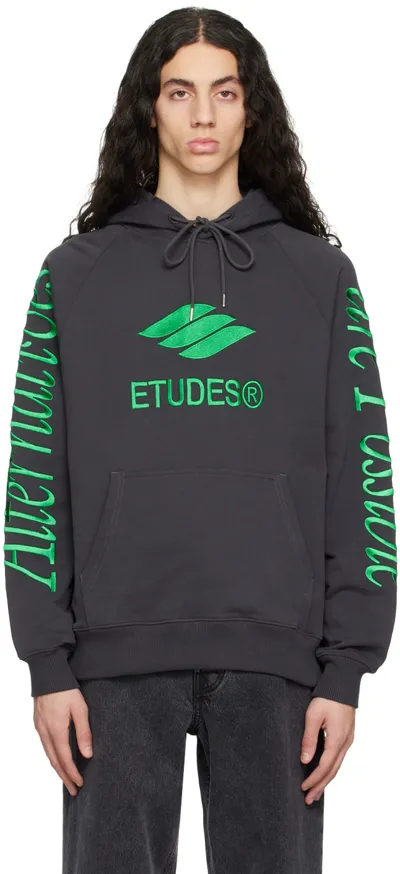 Etudes Studio Racing Eco Logo-embroidered Hoodie In Black