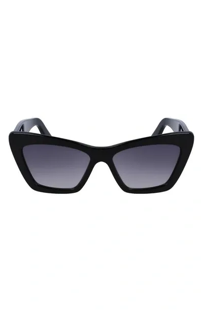 Ferragamo 55mm Gradient Rectangular Sunglasses In Black