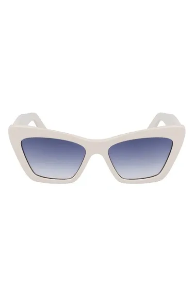 Ferragamo 55mm Gradient Rectangular Sunglasses In Ivory