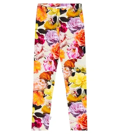 Molo Kids' Niki Floral Cotton-blend Leggings In Rose Garden