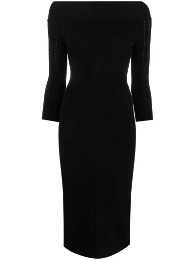 Ermanno Scervino Ribbed-knit Midi Dress In Nero