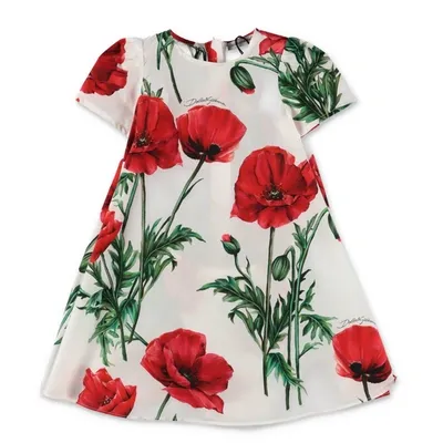 Dolce & Gabbana Abito Con Coulotte Bianco In Popeline Di Cotone Tema Happy Garden Baby Girl