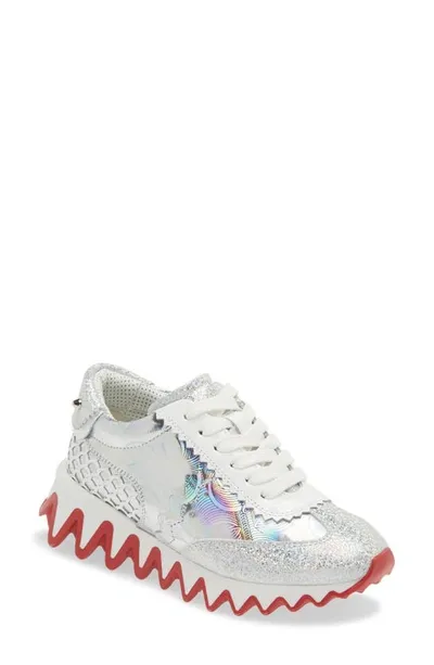 Christian Louboutin Kids' Mini Shark Leather Sneakers In Version Ab