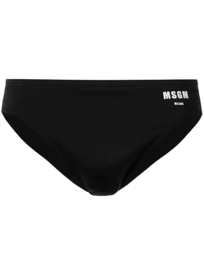 Msgm Branded Swimming Trunks In Black