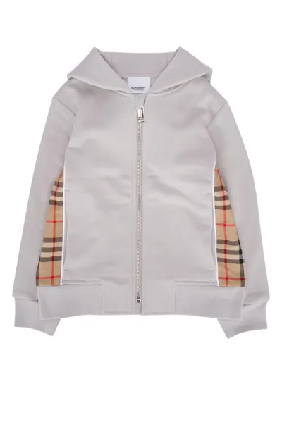 Burberry Kids' Hoodie Zip Sweatshirt In Soft Silver