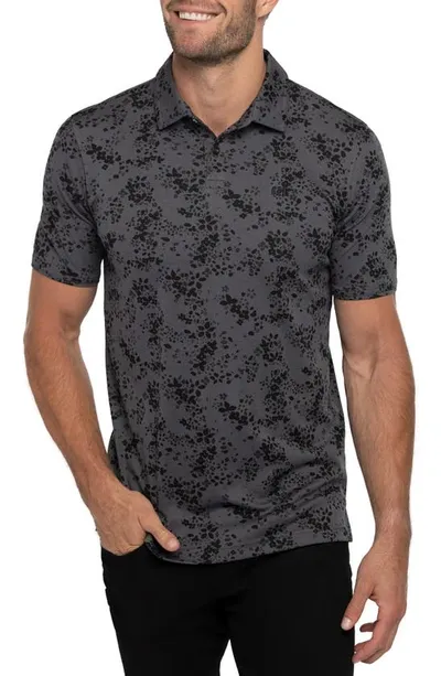 Travismathew A Little Spice Floral Polo In Heather Forged Iron