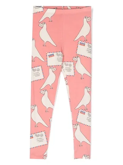 Mini Rodini Kids' Printed Cotton Leggings In Pink