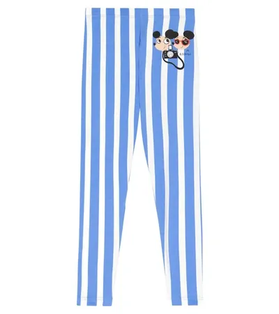 Mini Rodini Kids' Printed Cotton Leggings In Blue