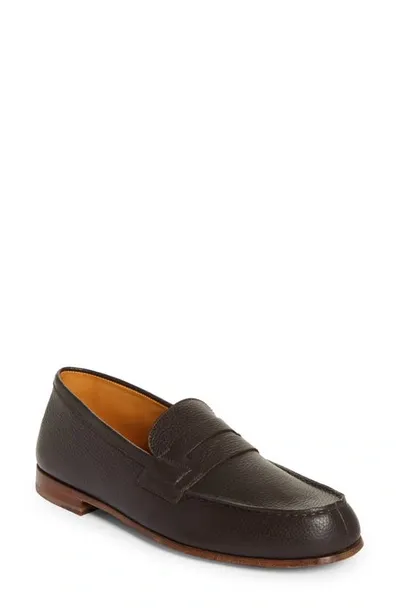 Jm Weston Flat Loafers In Brown