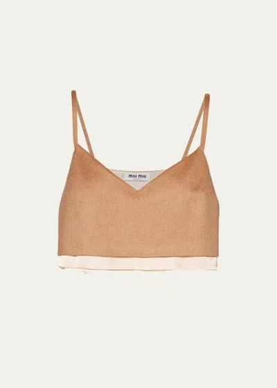 Miu Miu Camel Top In Nude & Neutrals